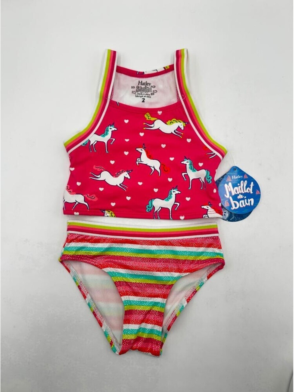 Hatley Girls' Tankini Set, Prancing Unicorns, 2 Years